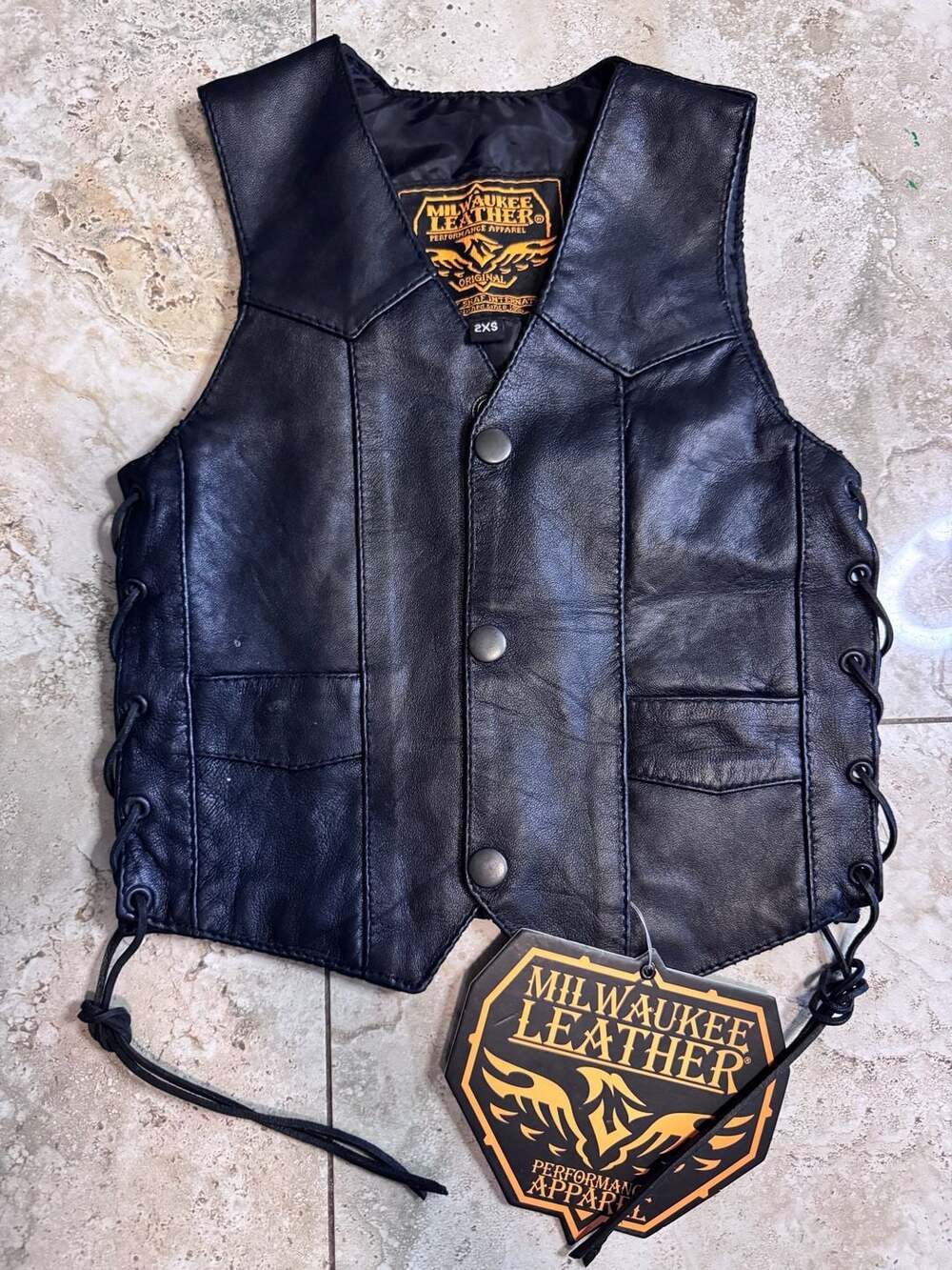Milwaukee Leather Kids/Youth Classic Side Lace Leather Motorcycle Vest